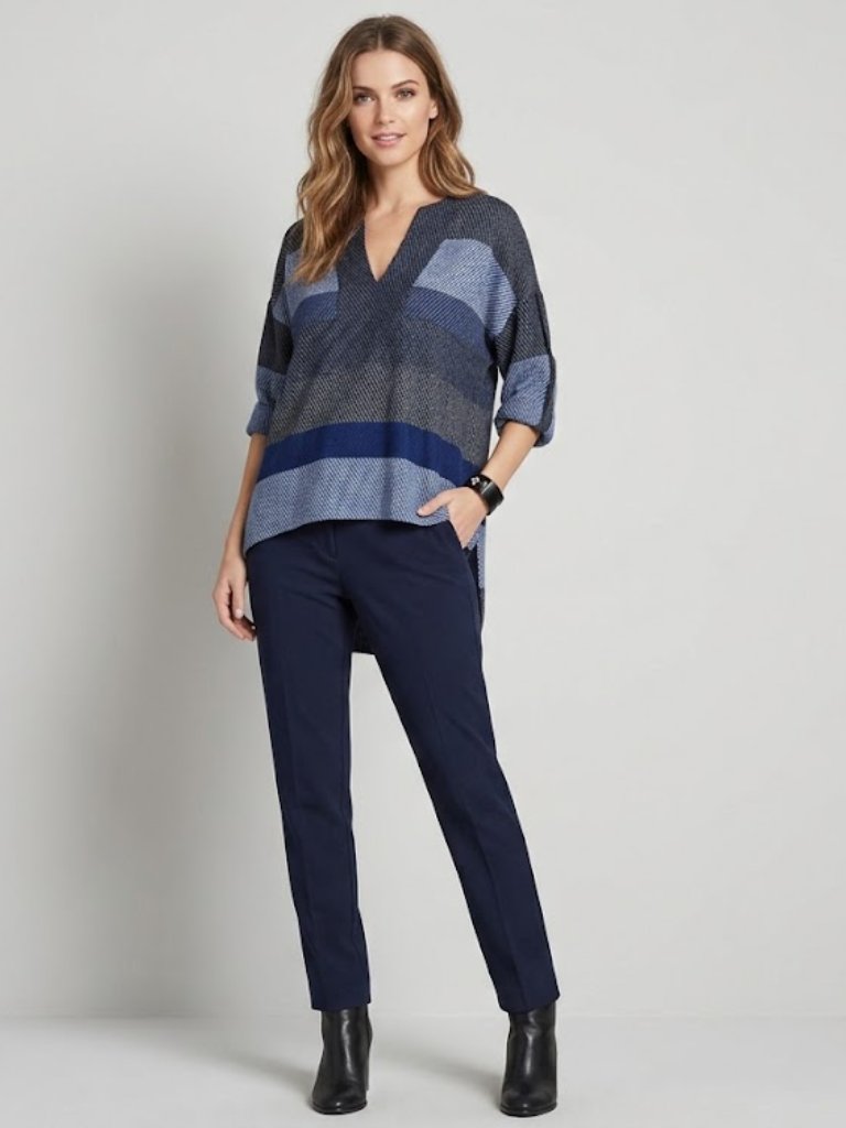 Bcbgmaxazria Navy And Blue Women's Top Bcbg Mazazria Blue Halen Scarf Print Top